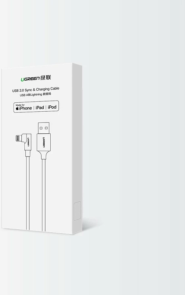 Kabllo Ugreen US299 60521 Lightning/USB-A, 1m, MFi, E zezë