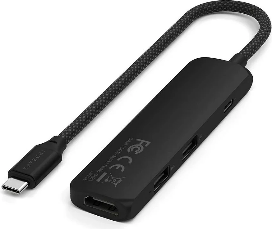 Hub USB-C Satechi ST-P4SK, 4-në-1, i zi