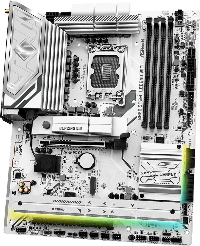 Pllakë amë Asrock B860 Steel Legend WiFi, ATX, Bardhë