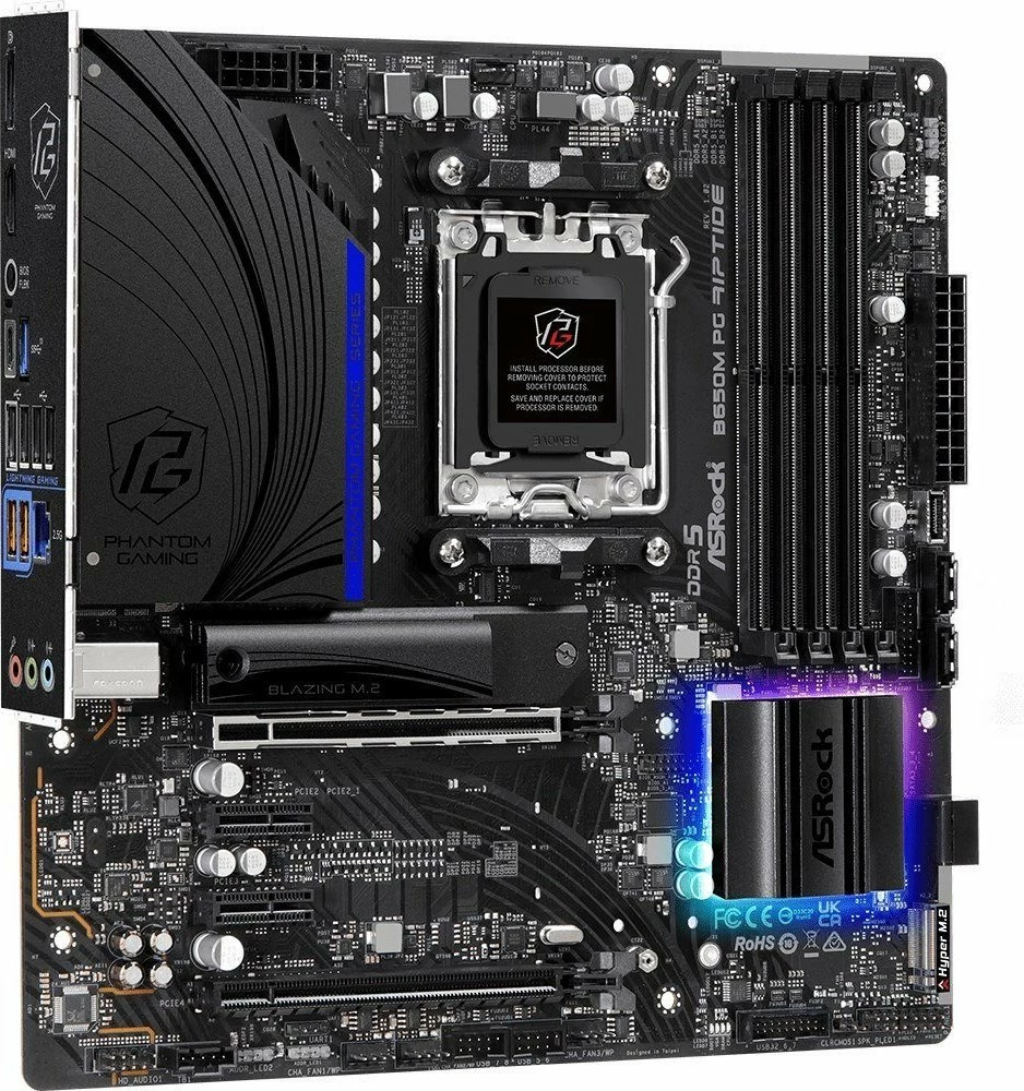 Pllakë amë ASRock B650M PG Riptide, Micro ATX, DDR5 deri 128GB, M.2 PCIe 5.0, 2.5Gb LAN
