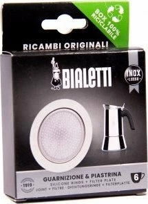 Guarnicion silikoni Bialetti për kafemakinë çeliku 6 tz, me sitë, set 2 copë