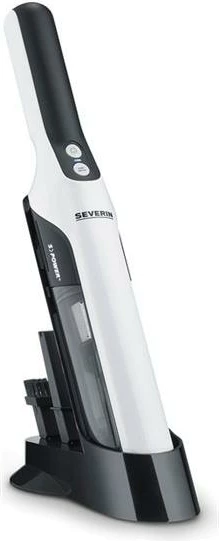Fshesë dore pa kabllo, Severin HV 7140, motor digjital, deri 30 min autonomi, me grykë të ngushtë dhe furçë mobiljesh, bardh e zezë
