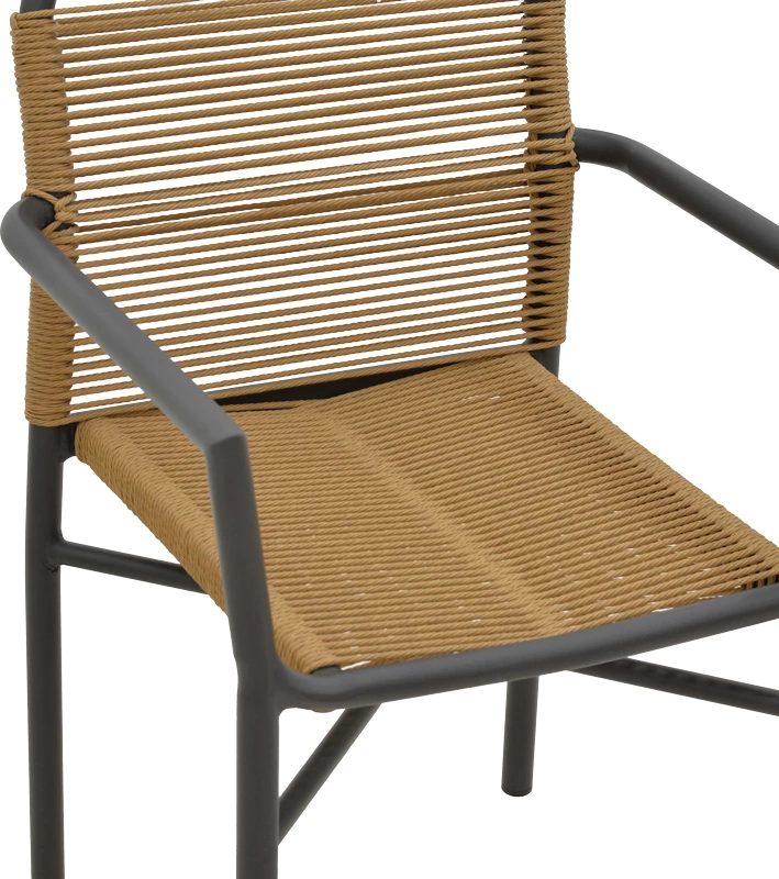 Tavolinë me karrige për terasë Clutch -Kliton A, 5 copë, alumin antracit dhe ratan PE, ngjyrë natyrale, 150x80x74cm