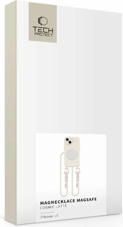 Mbështjellës Tech-Protect MagNecklace për iPhone 14/14 Plus, MagSafe, Bezhe me litar