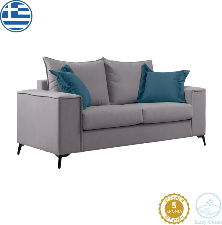 Divan dy-vendësh Verona, ngjyrë gri e lehtë, me jastëkë blu, 173x93x100 cm