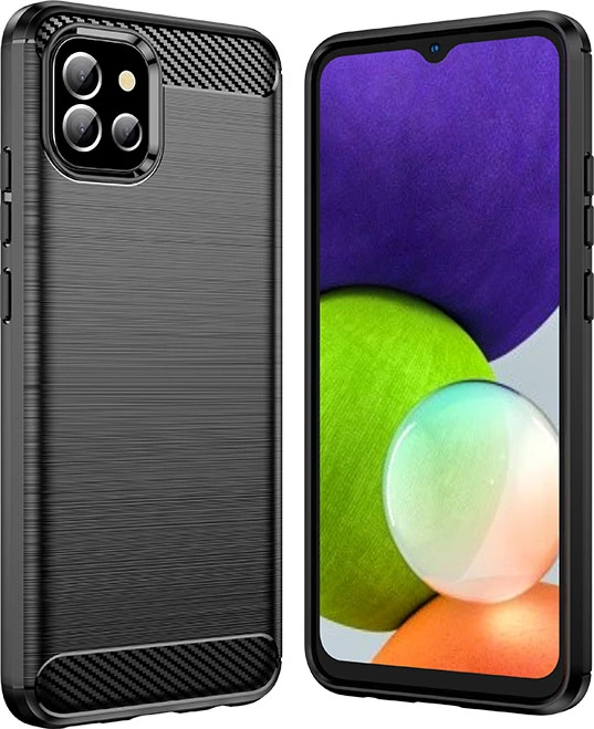 Mbështjellës Hurtel Carbon Case për Samsung Galaxy A03s, i zi