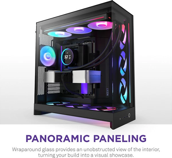 Kasë NZXT H9 Flow RGB+, Midi Tower ATX/EATX, Tempered Glass, Mesh, RGB, e zezë