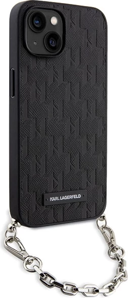 Mbështjellës Karl Lagerfeld KLHCP14SSACKLHPK për iPhone 14 6.1", zinxhir, e zezë