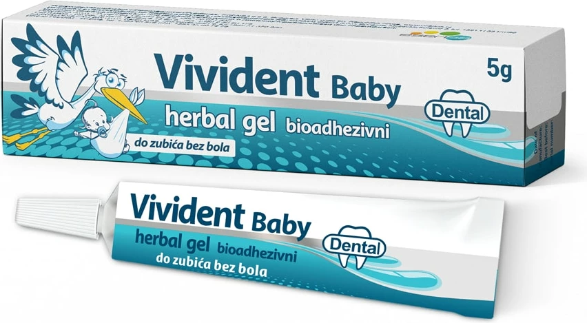 Vivident Baby xhel - Qetëson dhimbjen dhe kruajtjen gjatë daljes së dhëmbëve tek foshnjat.