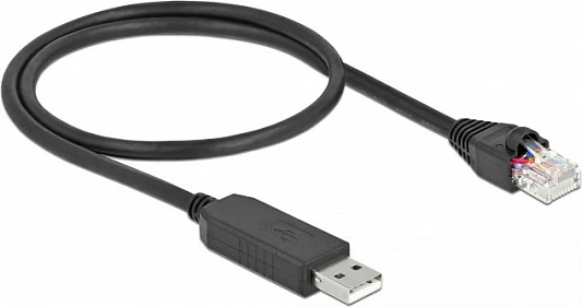 Kabllo console DeLOCK USB 2.0 në RS-232 RJ45, FTDI, 0.5m, e zezë
