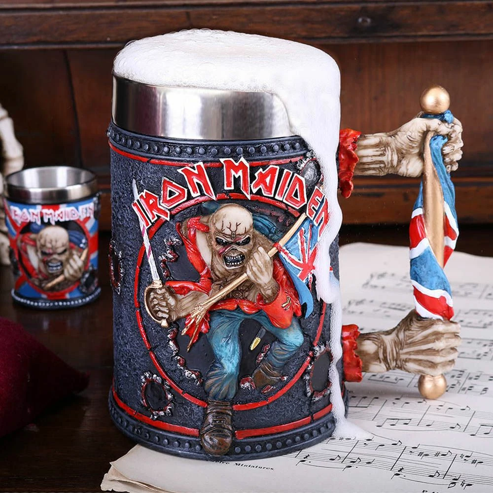 Krigë birre NEMESIS NOW Iron Maiden Eddie The Trooper, resin me insert çelik inox