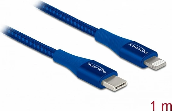Kabllo DeLOCK USB-C në Lightning, 1 m, MFi, Fast Charge, e kaltër