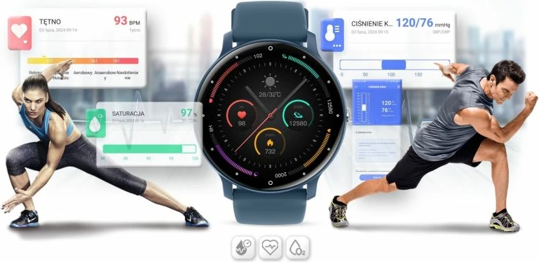 Smartwatch Gravity unisex, zi/kaltër