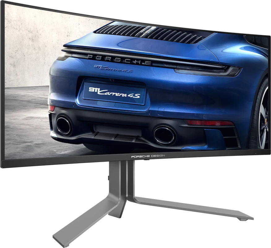 Monitor gaming AOC Agon PRO PD34 Porsche Design 34\", QD-OLED, WQHD 3440x1440, 240Hz, 0.03ms, 1800R, USB-C, G-Sync Compatible, me KVM dhe altoparlantë të integrum