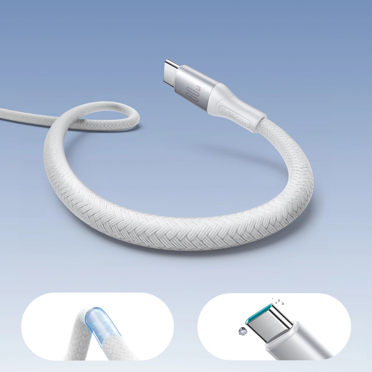 Kabllo USB-C në USB-C Joyroom S-A28 Flash Series, 2m, 60W, Bardhë