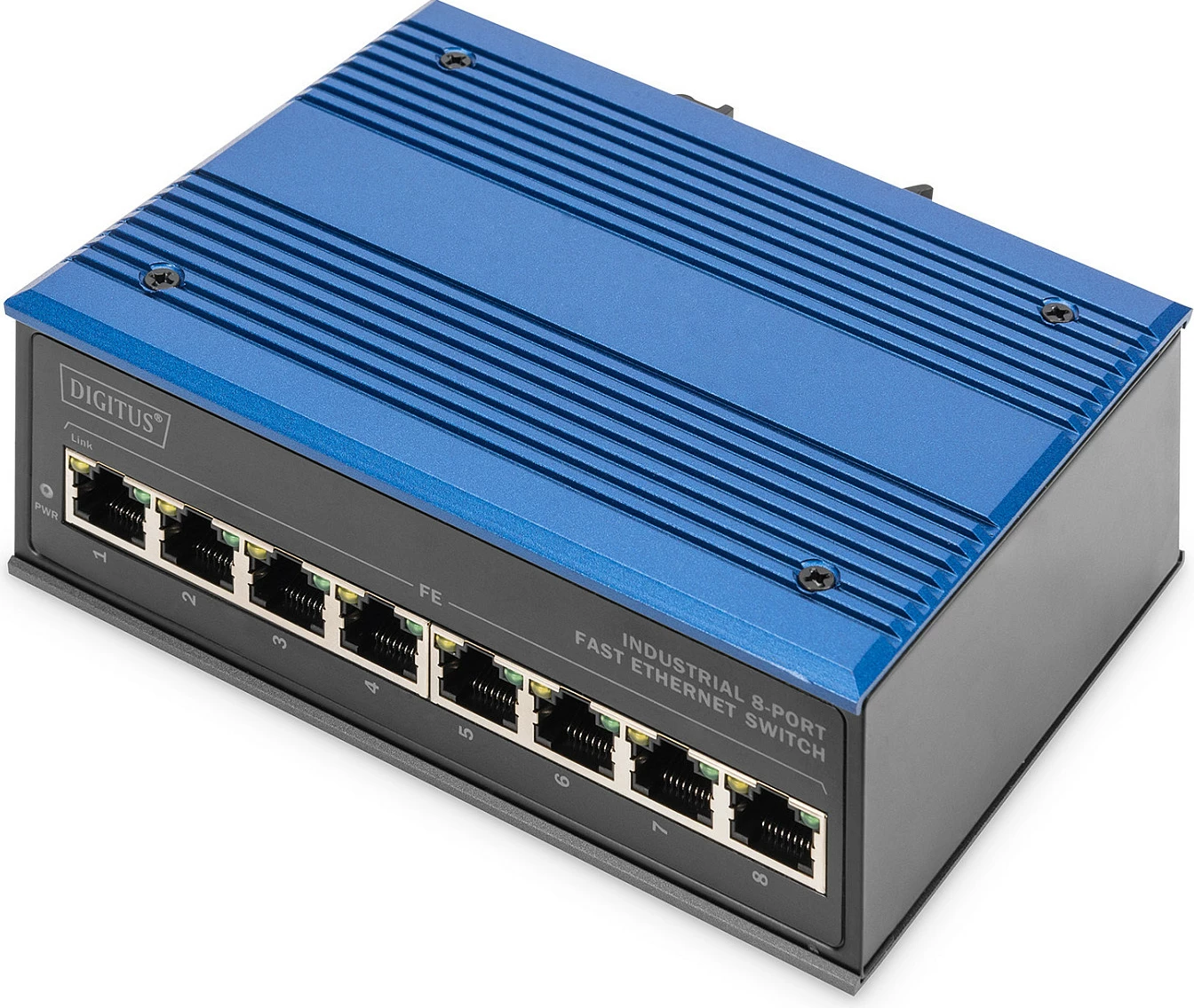 Switch Digitus DN-650106, 8-Port Fast Ethernet 10/100, DIN Rail/Wall Mount, metal, i kaltër