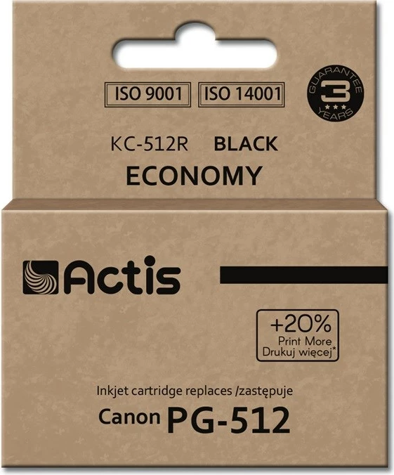 Ngjyrë zëvendësese Actis KC-512R ink për Canon PG-512, 15ml, e zezë