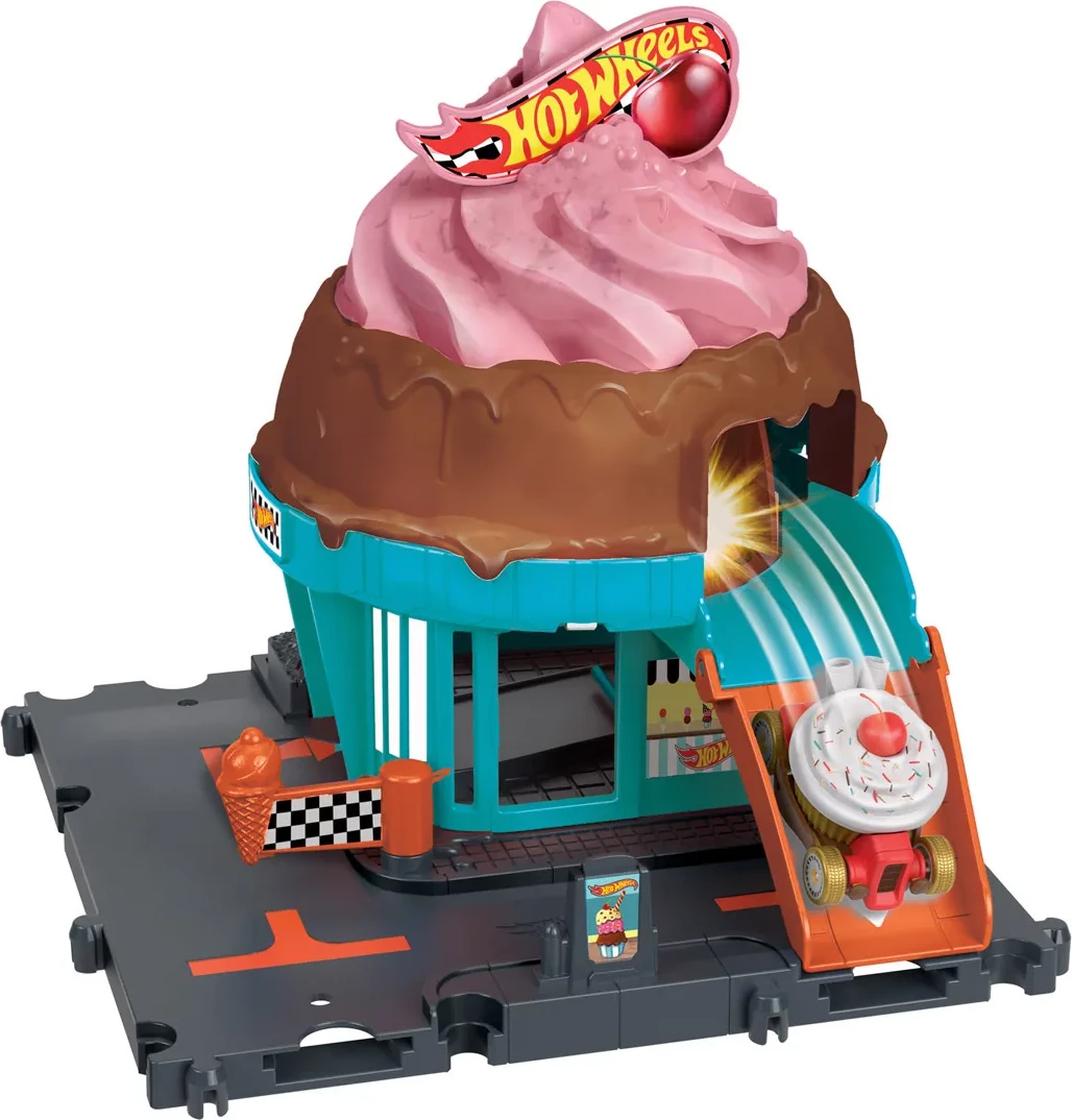 Hot Wheels City Downtown Ice Cream Swirl Playset
