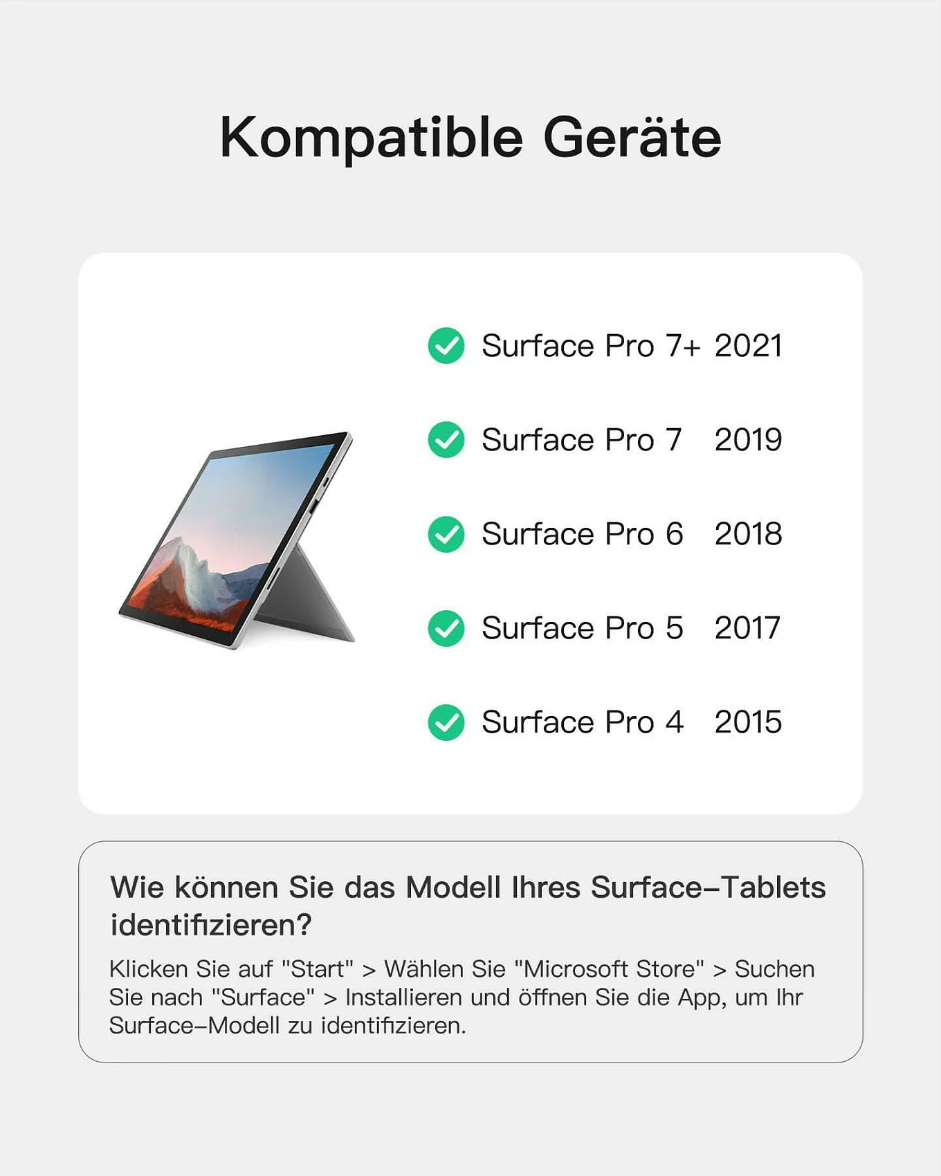 Tastierë Inateck për Surface Go 1-4, QWERTZ, me touchpad, gri