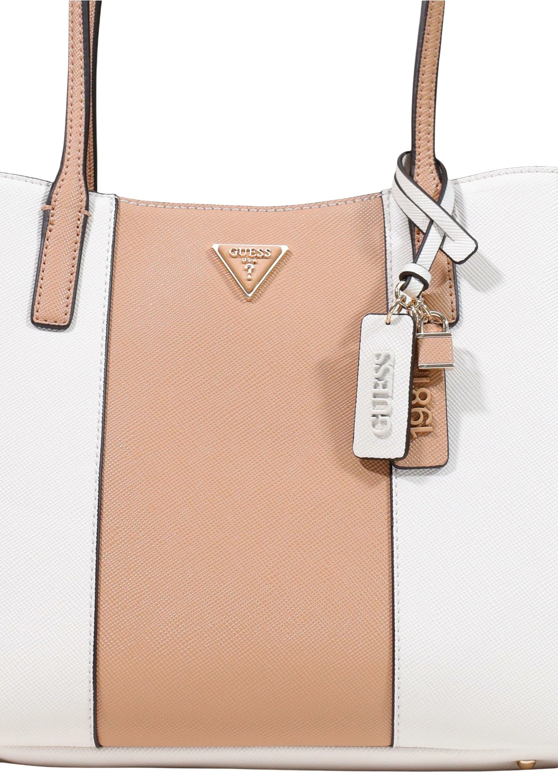 Çantë dore për femra Guess Bramina Small Satchel HWZG96 72260, bezhë-bardhë