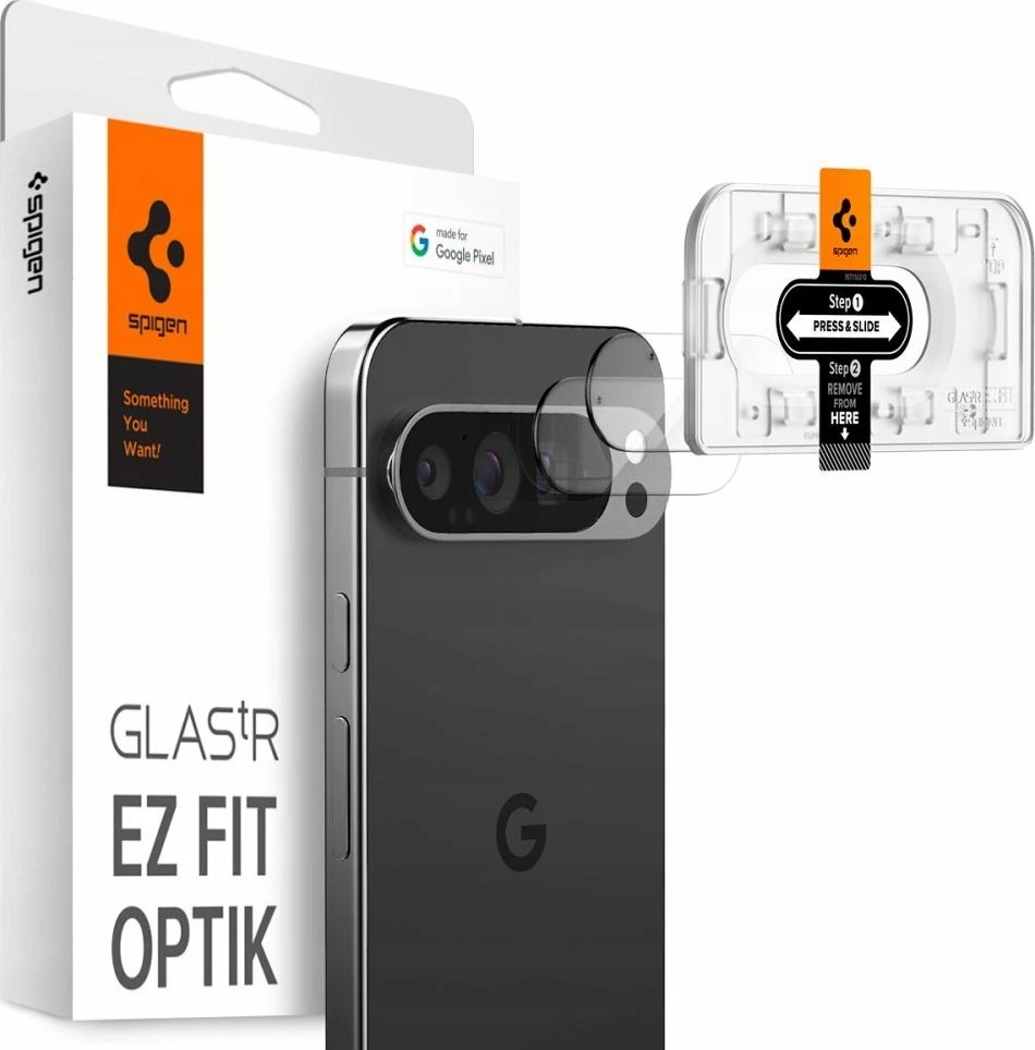 Mbrojtës kamere Spigen Optik.TR EZ Fit për Google Pixel 9 Pro, xham i kalitur 9H, 2 copë, transparent