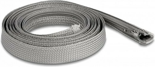 Mëngë e thurur për kabllo DeLOCK 2m x 20mm, me zinxhir, rezistente në nxehtësi, gri