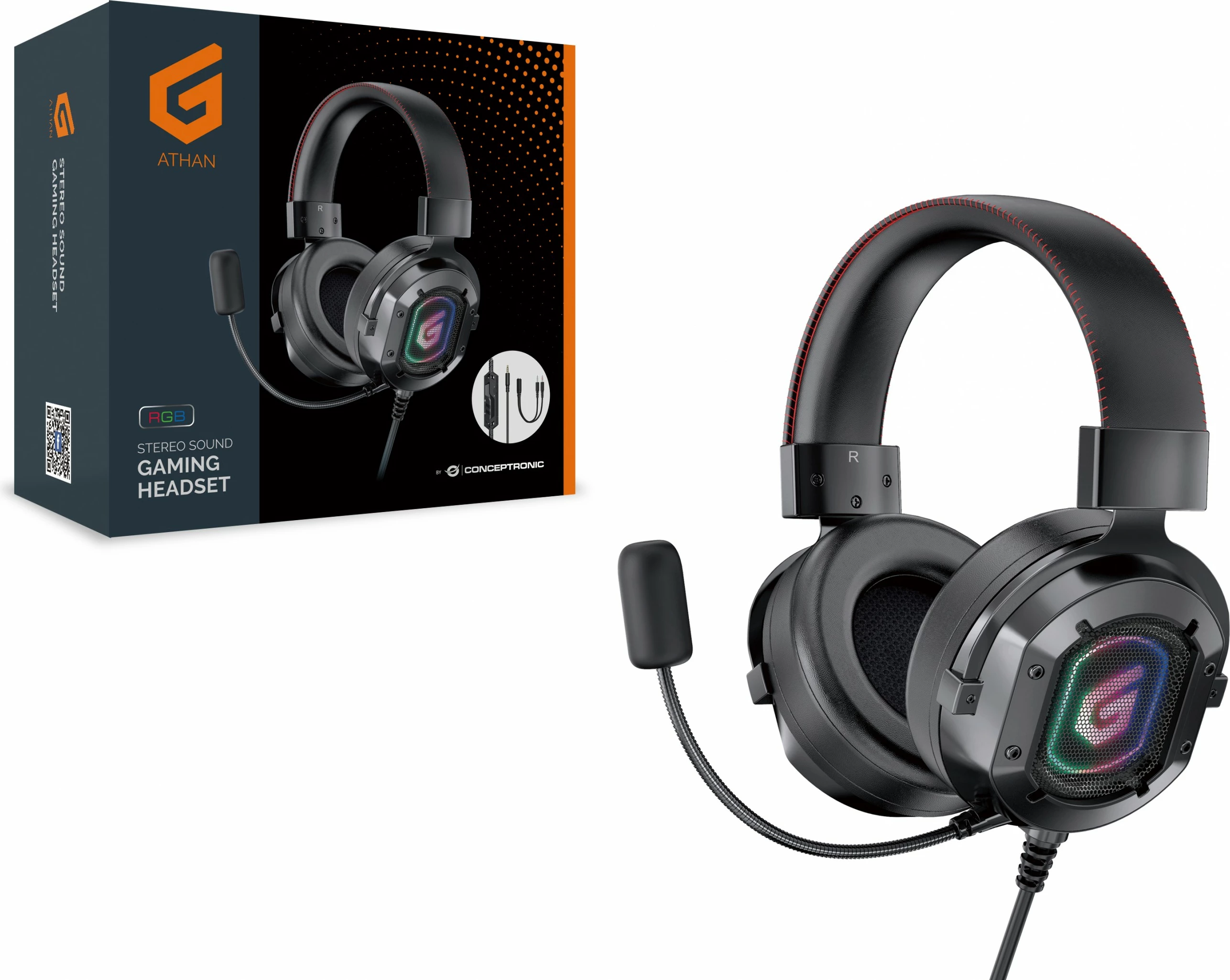 Kufje gaming Conceptronic Kli Audio, mikrofon, ndriçim RGB, kabllo 2.2m, e zezë