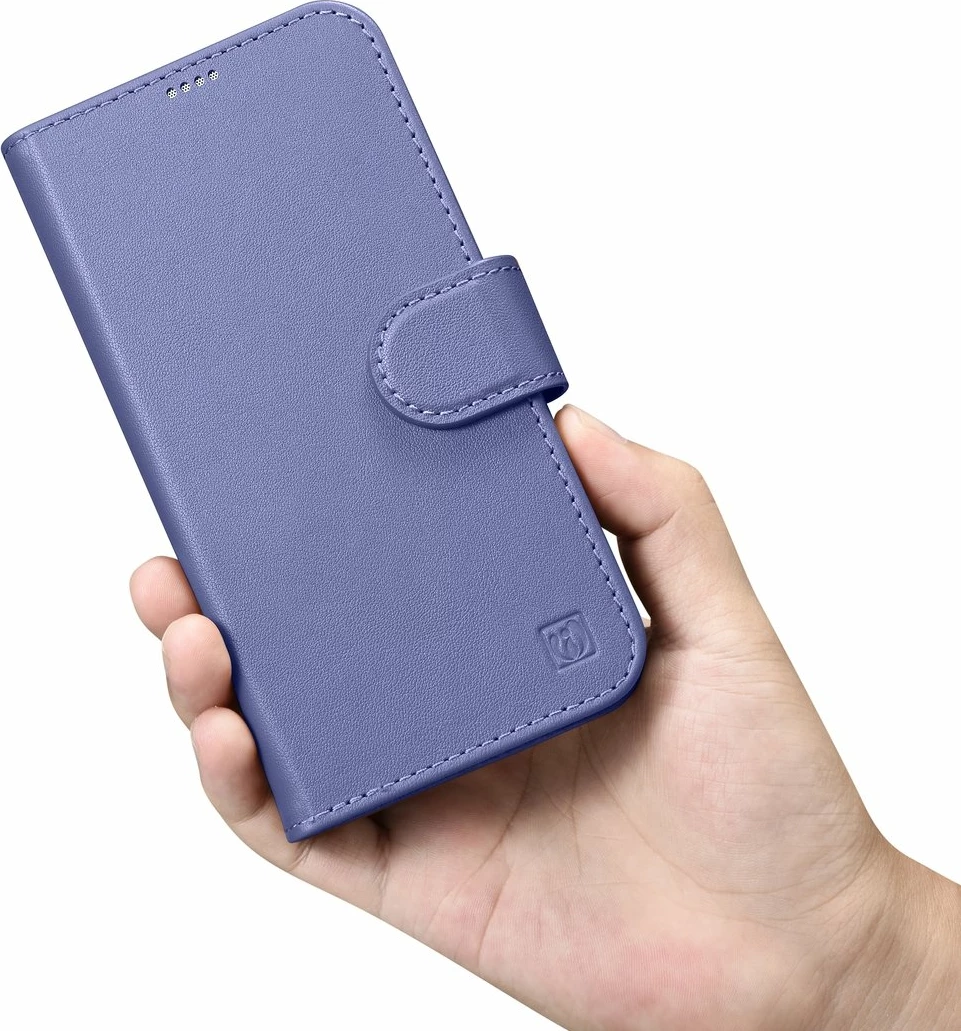 Mbështjellës iCarer Wallet Case 2in1 për iPhone 14 Plus, lëkurë natyrale, Anti-RFID, Vjollcë e çelët