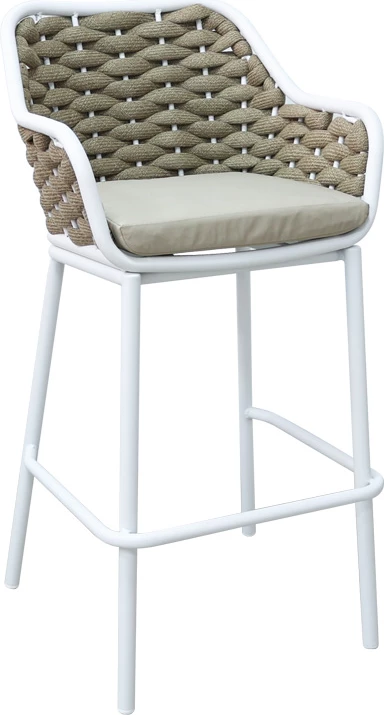 Karrige për bar Zuki alumini, e bardhë, e grumbullueshme, me jastëk, 55x54x109cm