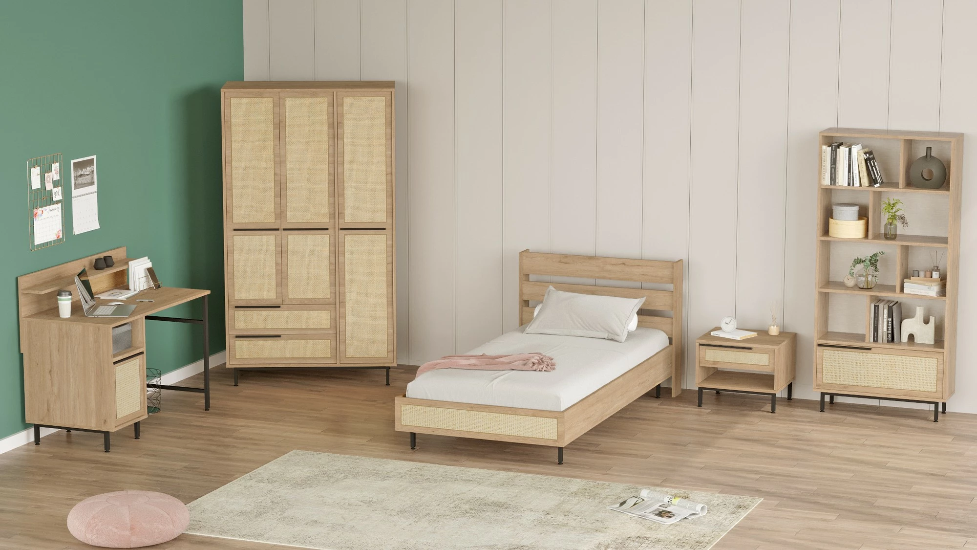 Set dhome rinore Skye Decor, ngjyrë lisi, ON25-SU