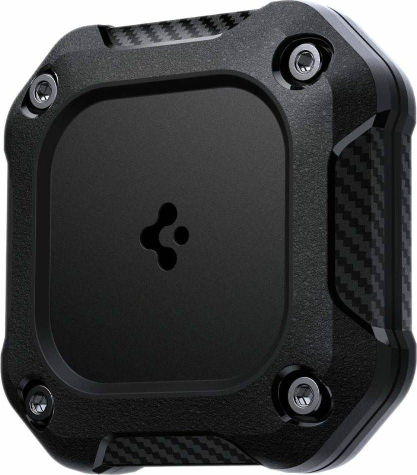 Mbështjellës për AirTag Spigen Tough Armor, IPX8, me vida dhe ngjitës 3M, i zi