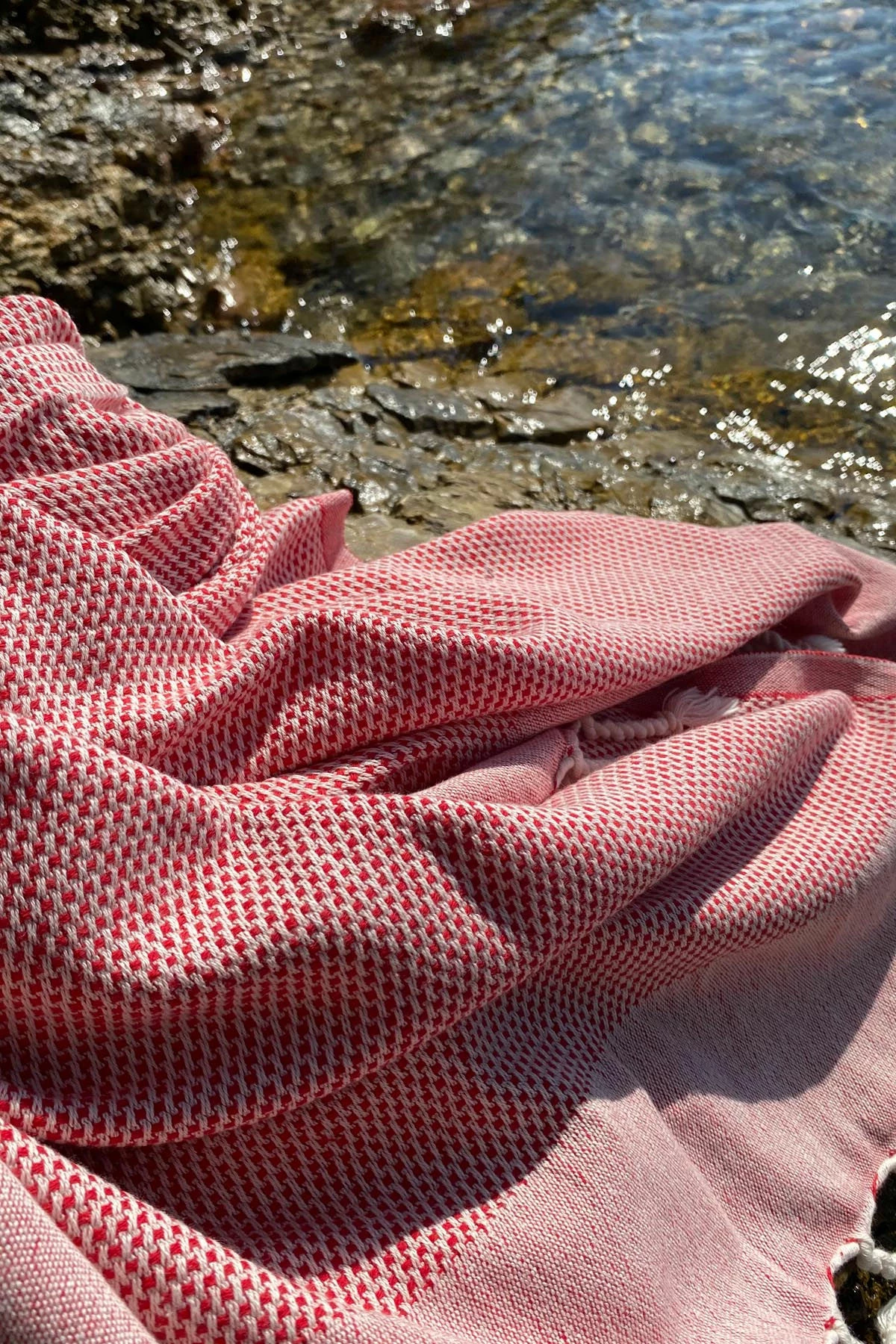 Peshqir plazhi Fouta Mijölnir, retro, i kuq, 90x175cm