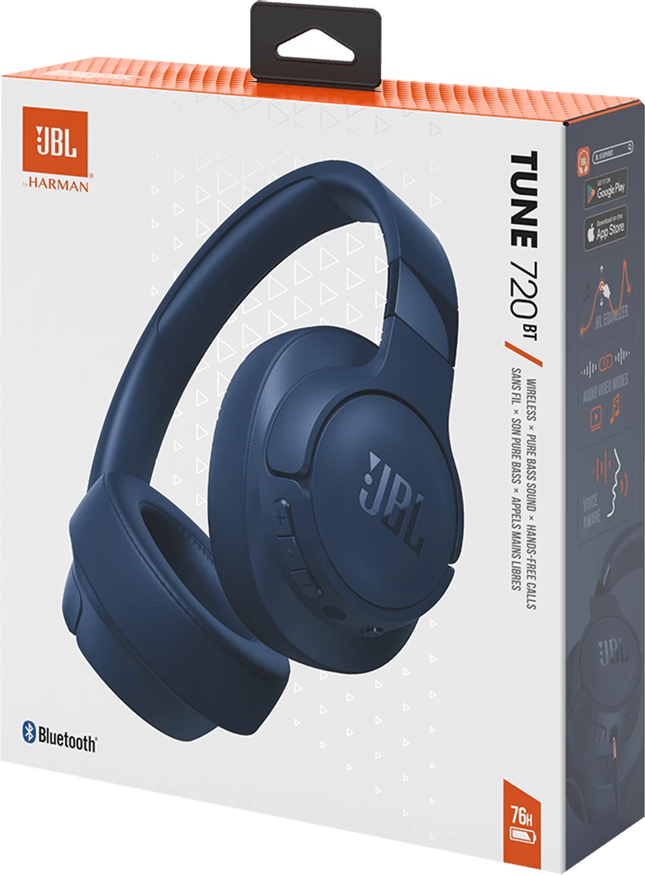 Kufje Bluetooth JBL Tune 720BT, Bluetooth 5.3, 76 orë bateri, USB-C, blu