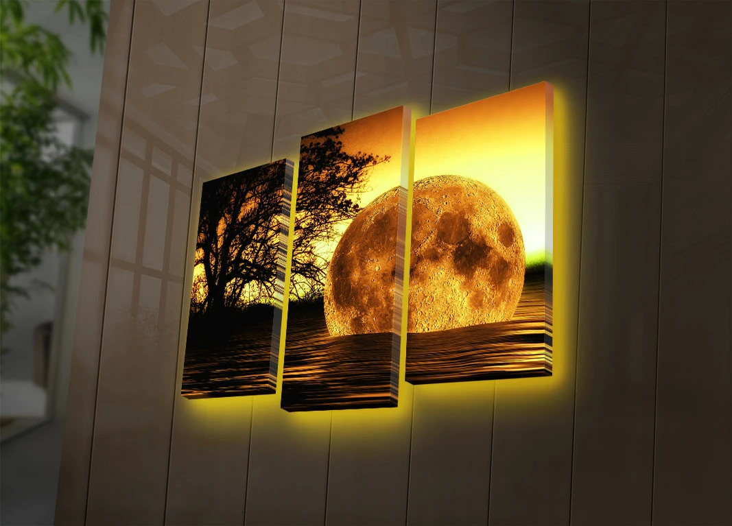 Pikturë dekorative me LED, 3 pjesë, Wallity, 3PATDACT-26