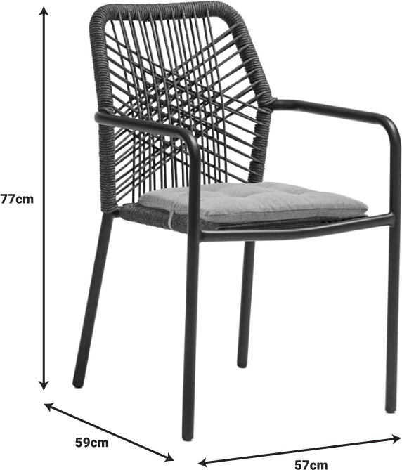 Set tavoline me karrige Kliton-Kherson, alumin, ngjyrë antracit, 80x80x74cm, 3 pjesë
