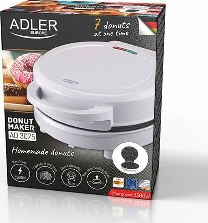 Aparat për donut, Adler AD 3075, 7 donut x 5 cm, i bardhë