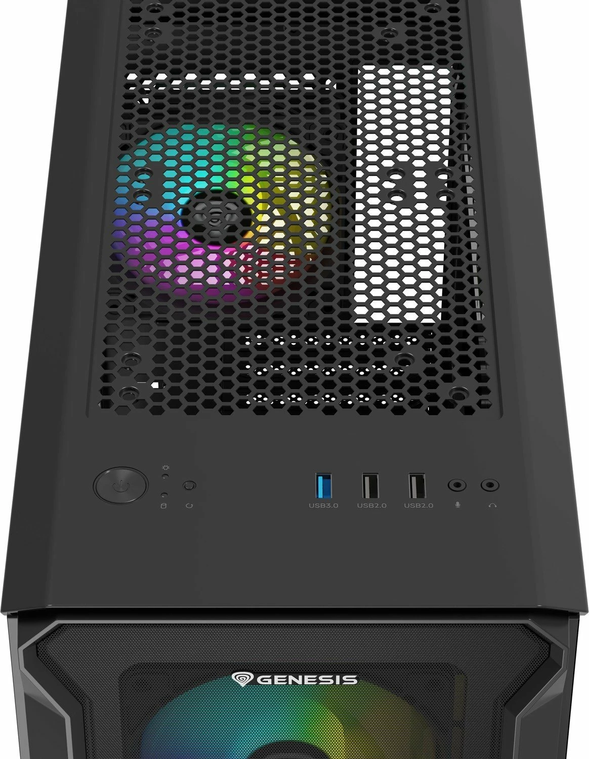 Kasë GENESIS Irid 503 ARGB V2 NPC-1559 Micro Tower, Micro-ATX/Mini-ITX, x4 ventilatorë ARGB 120mm, e zezë