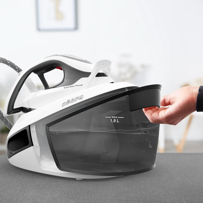 Hekur me avull, Tefal, SV8130E0 Express Power, 2800W 6.5 bar 1.8L, bardh e zi