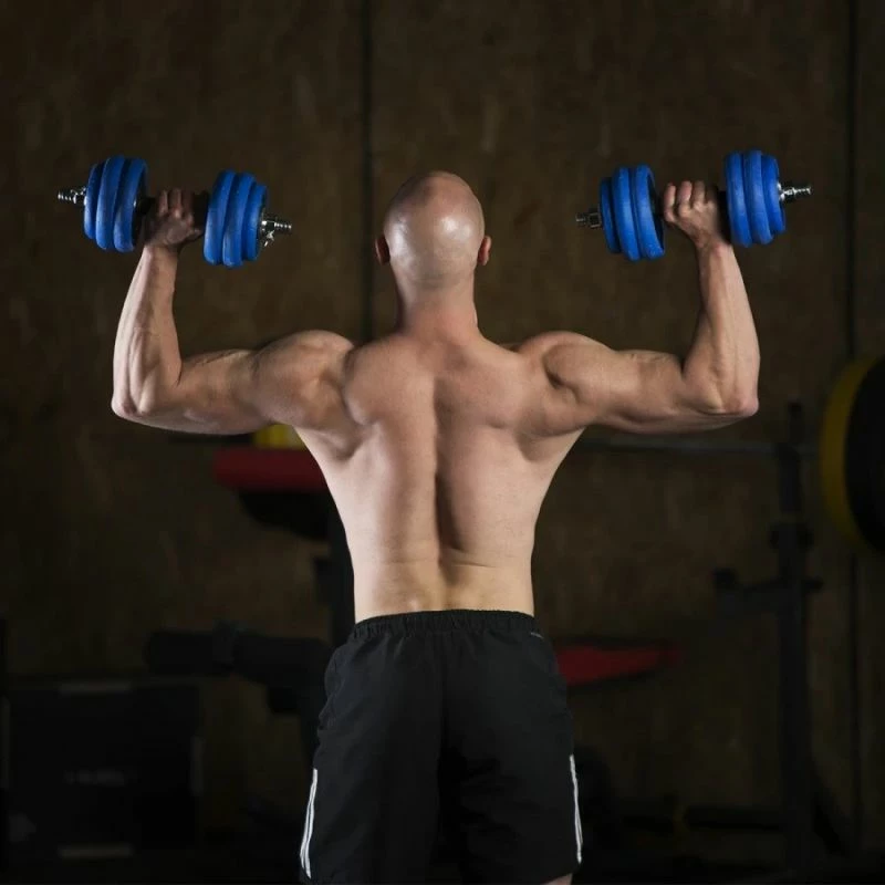 Set pesha 2-në-1 barbell dhe dumbbell HMS, unisex, argjend e kaltër