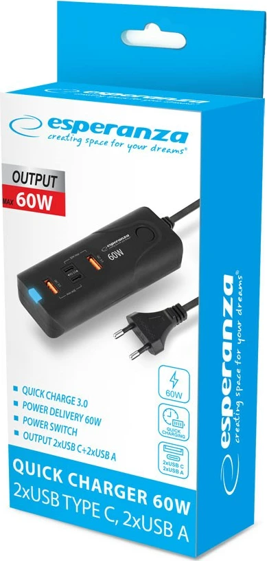 Karikues kryesor Esperanza EZC109, 60W, i zi