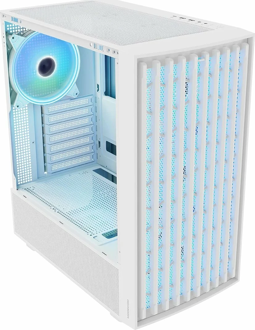 Kasë Modecom Breeze ARGB Flow AT-BREEZE-MG-ARGB-20-000000-0002, Midi Tower ATX/mATX, 4x140mm ARGB, USB-C, e bardhë
