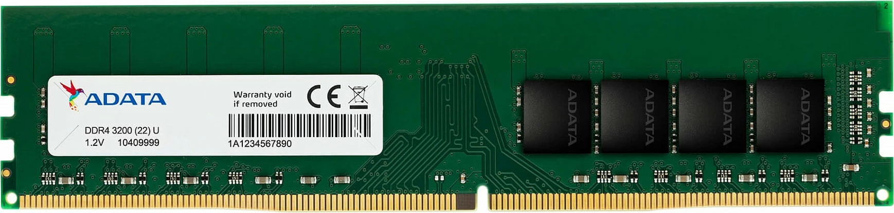 RAM Memorje ADATA 32GB DDR4 3200MHz U-DIMM, 1x32GB, jeshile