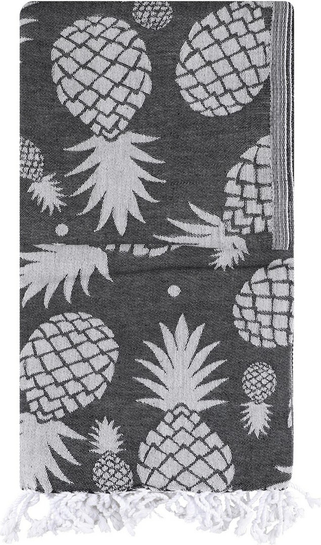 Peshqir plazhi Fouta Mijölnir, ananas, anthracite-gri, 100x180cm