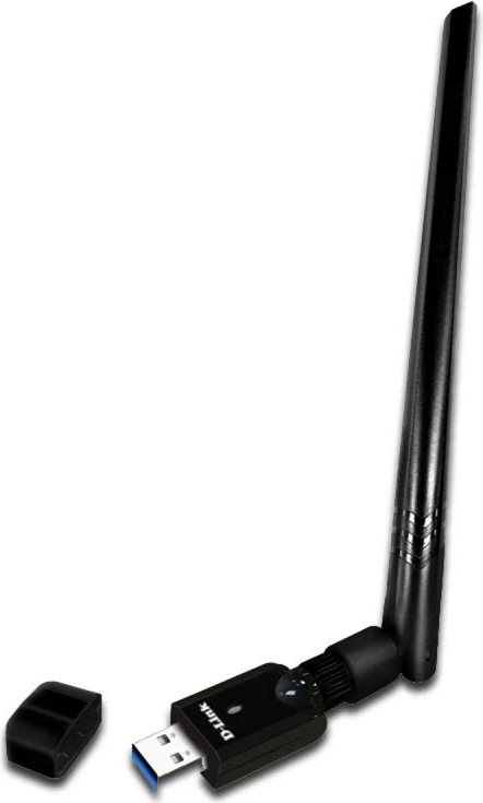 Adapter Wi‑Fi USB, D-Link, DWA-185, me antenë të jashtme, e zezë