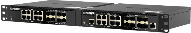 Switch QNAP QSW-M3216R-8S8T, 16-port 10GbE (8x SFP+ + 8x RJ45), web-managed, rackmount half-width, i zi