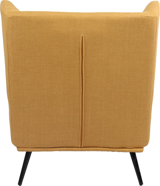 Karrige e madhe Mareta, material tekstili i verdhë, këmbë metalike të zeza, 83x80x99cm