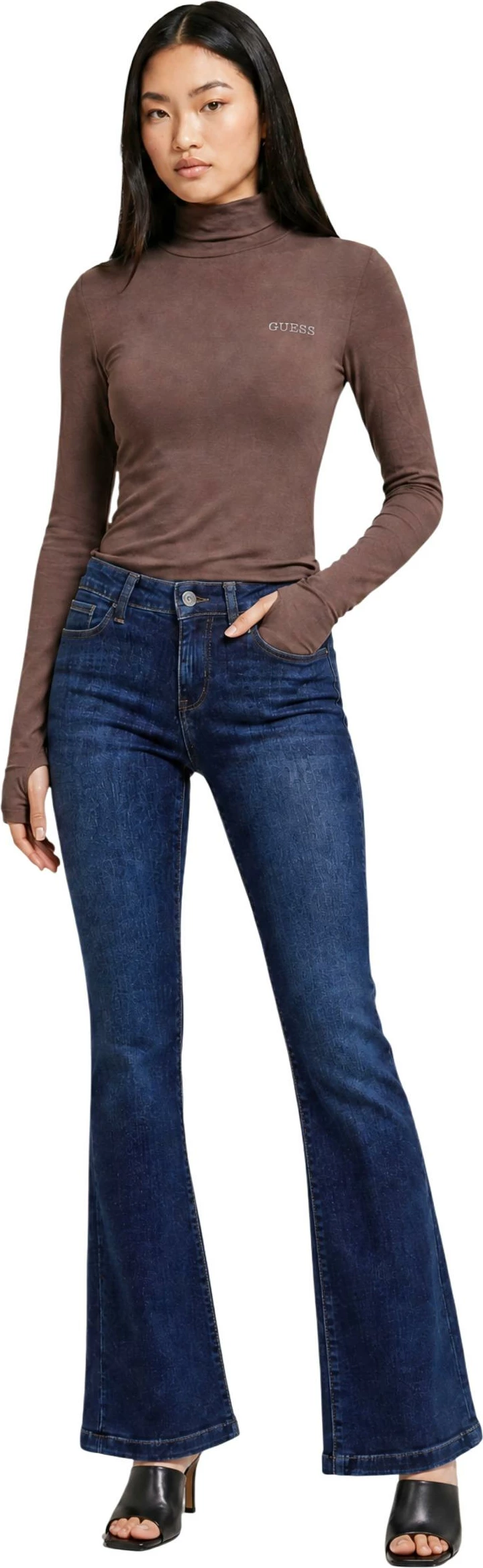 Maicë me mëngë të gjata për femra Guess Greta V6BP11 K6907, kafe [Madhësia: XS]