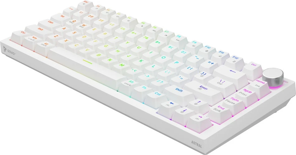 Tastierë mekanike magnetike Savio ASTRAL WHITE Jade 82-taste RGB USB-C QWERTY EN e bardhë