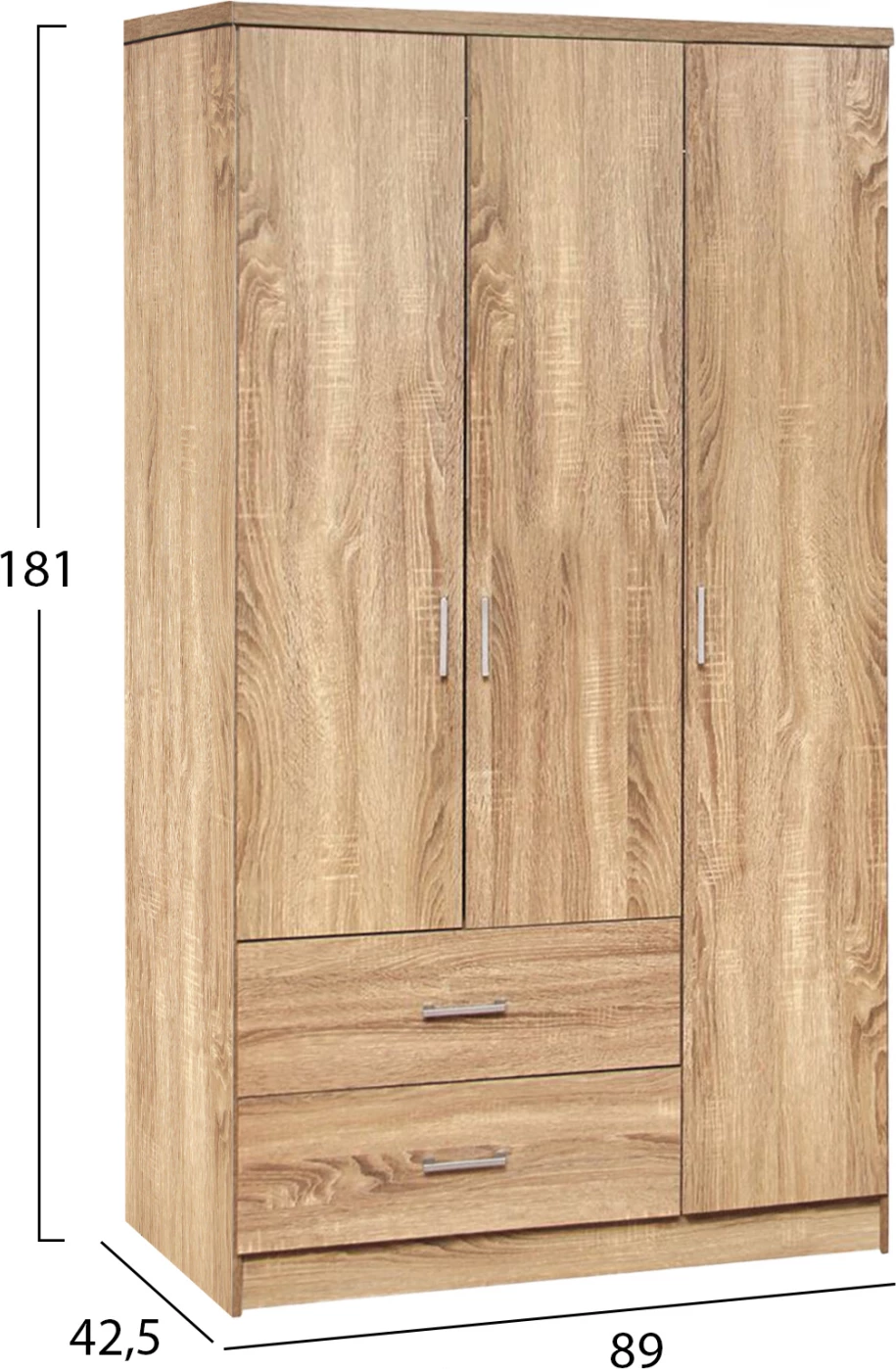 Dollap 3 dyer me 2 sirtarë FH340.02 Sonama 89x42,5x181