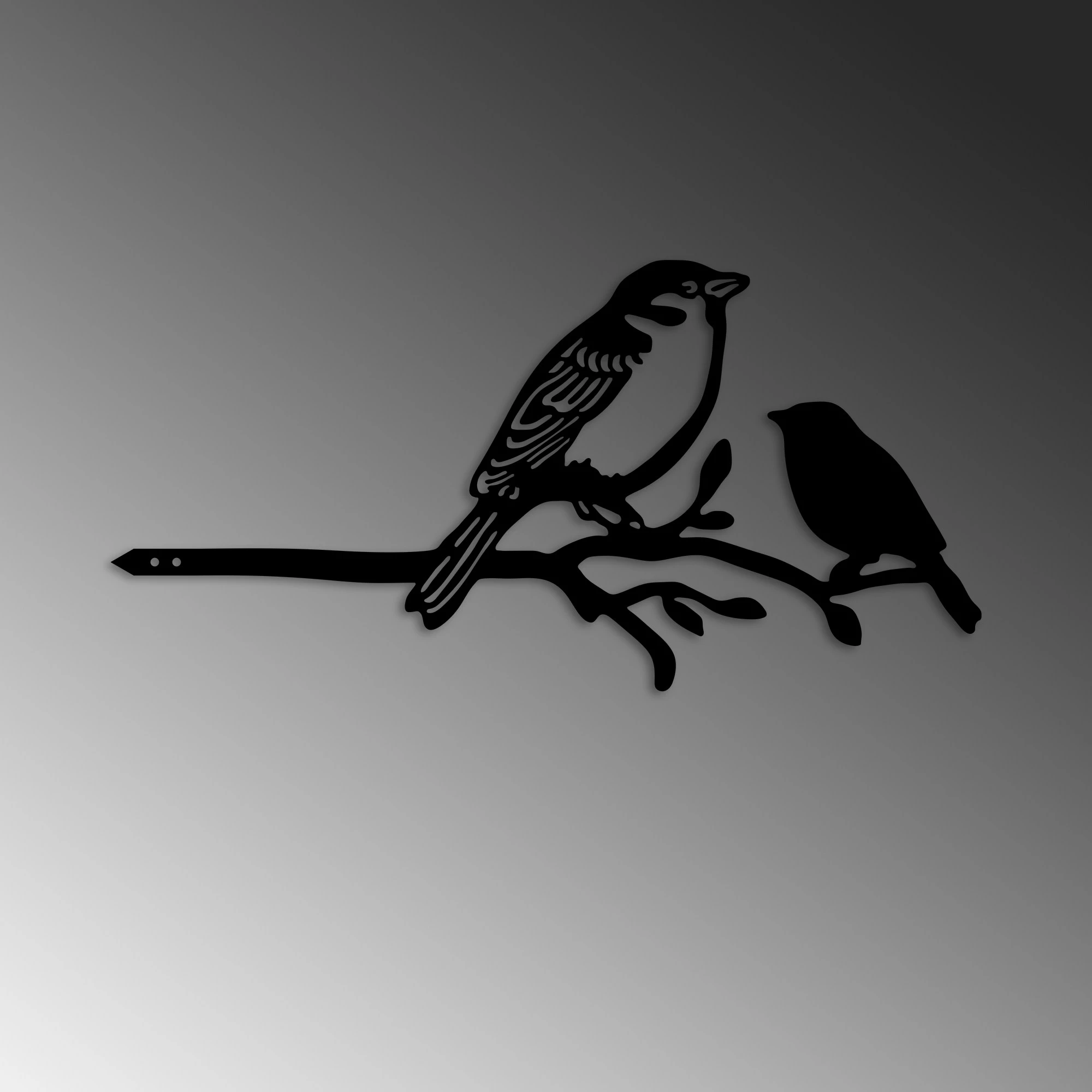 Dekor për kopsht, zogj në degë, ngjyrë e zezë, Aberto Design, 40x20cm
